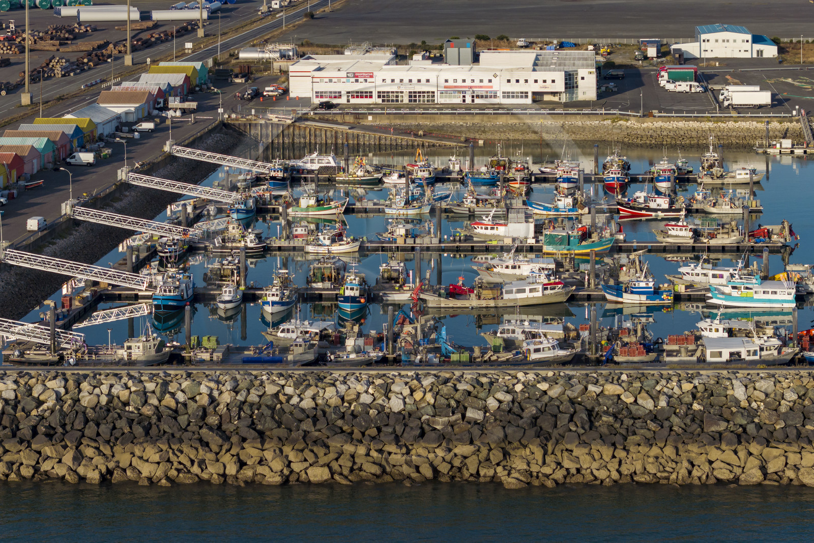 France, Charente-Maritime (17), La Rochelle, Port de pêche de Chef de Baie, le bassin des coureauleurs (vue aérienne)