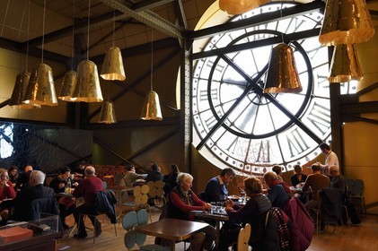 France, Paris, Orsay museum, the Café Campana illuminated by its clock