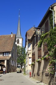 France, Bas Rhin, the Alsace Wine Route, Mittelbergheim, labelized the Most Beautiful Villages of France, the main street