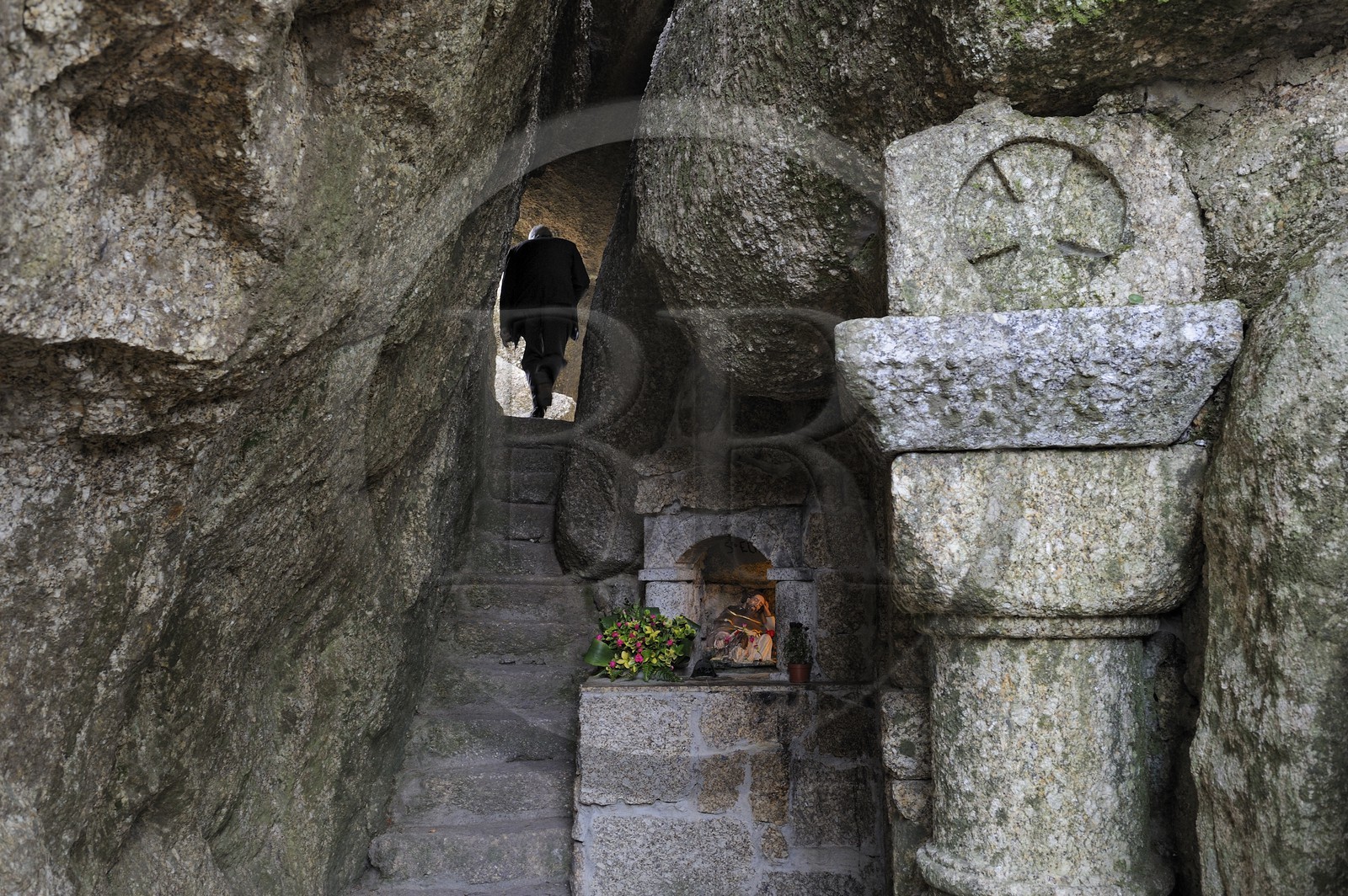 Portugal, Minho region, Guimaraes, Monte da Penha (mount Penha), Cave of the hermit of Our Lady of Mount Carmel
