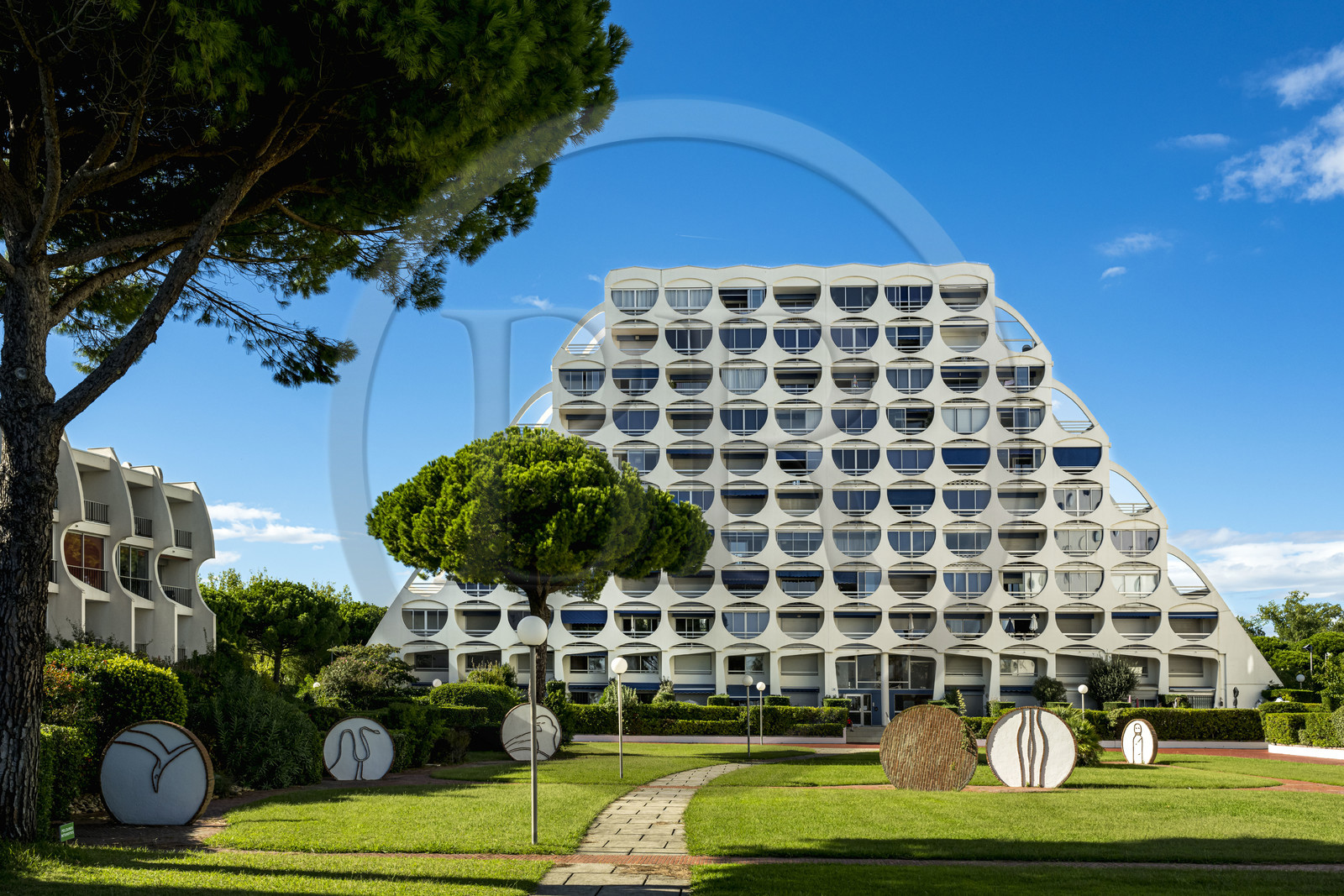 France, Herault, La Grande-Motte, labeled 20th century heritage, Fiji building by architect André Malrait and sculptures by artist Albert Marchais