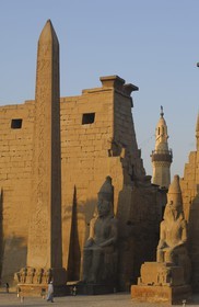 Egypt, Upper Egypt, Nile Valley, Luxor Temple listed as World Heritage by UNESCO, the first pylon and the obelisk