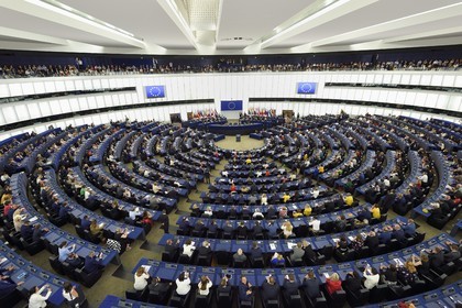 France, Bas Rhin, Strasbourg, European district, the European Parliament, the Louise Weiss building hemicycle at the inaugural plenary session of the new European Parliament the 2 July 2019