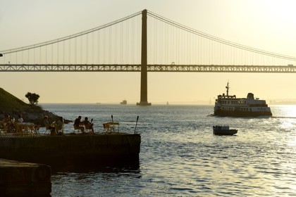 Portugal, Lisbon region, municipality of Almada located on Southern bank of Tagus river at Ponto Final, 25 de Abril bridge