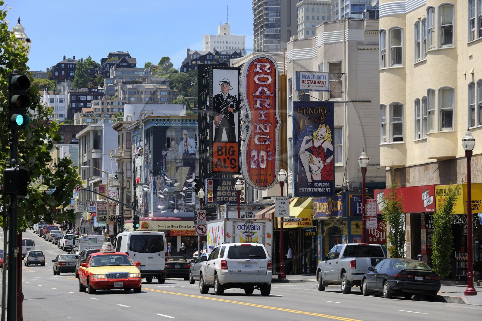 United States, California, San Francisco, the Red Light District on Broadway in the North Beach District