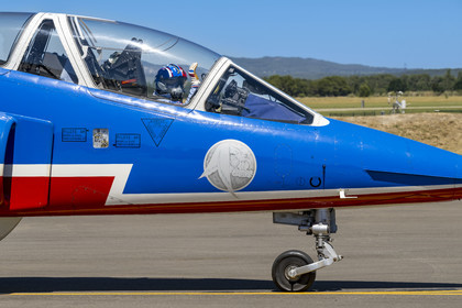 France, Bouches du Rhone, Salon de Provence, air base 701, base of the Patrouille de France (PAF for Patrouille acrobatique de France) of the French Air and Space Force, the pilot greets his mechanic before each flight on board the Alphajet aircraft
