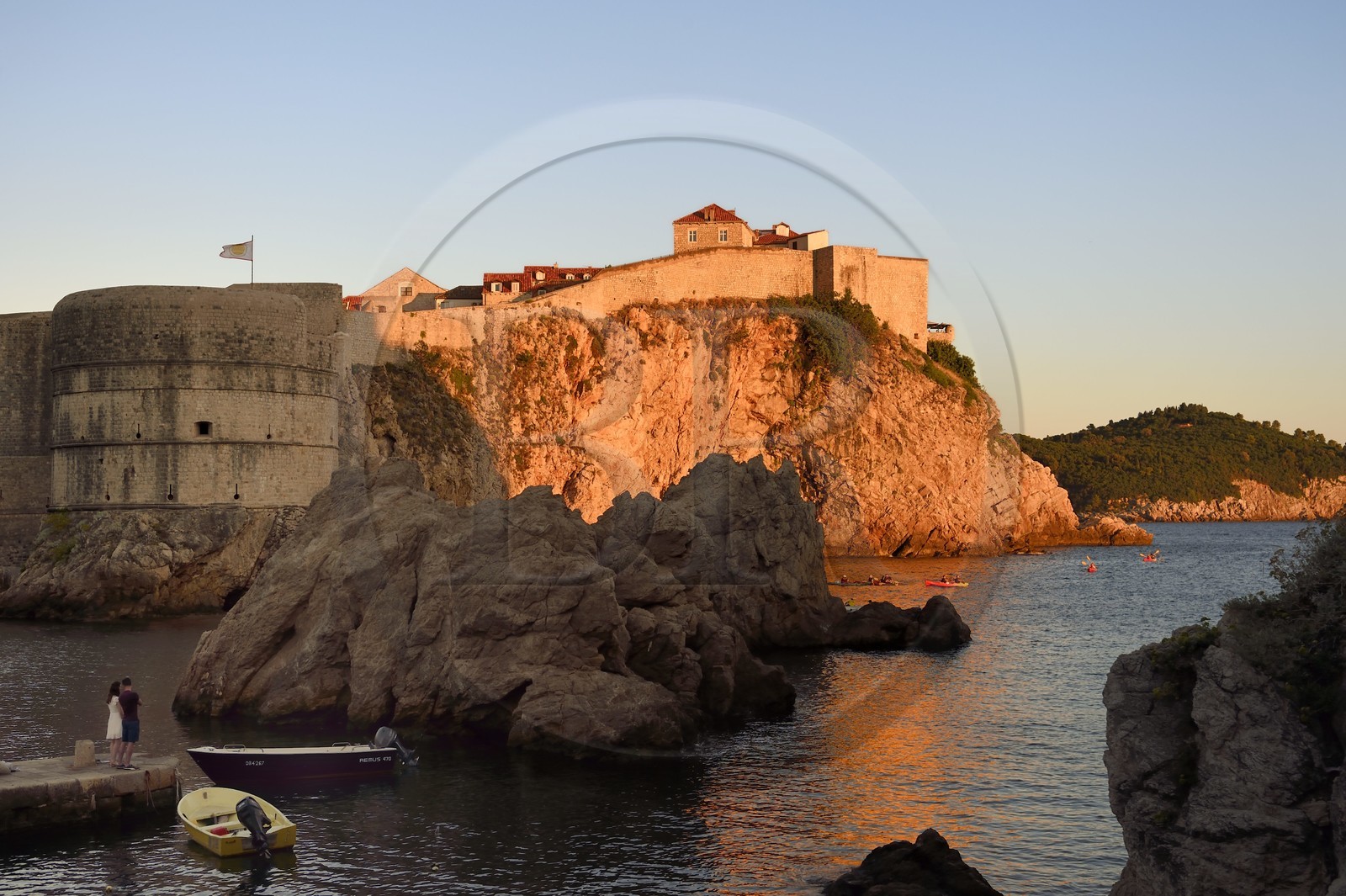 Croatia, Dalmatia, Dalmatian coast, Dubrovnik, Historic Centre listed as World Heritage by UNESCO, the ramparts on the sea side and King's Landing setting in Games of Thrones