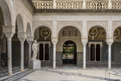 Espagne, Andalousie, Séville, la Casa de Pilatos (la maison de Pilate), palais de style mudéjar, le patio principal