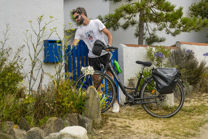 France, Vendée (85), île de Noirmoutier, Noirmoutier-en-l'Ile, L'Herbaudière, arrivée de la randonnée à bicyclette