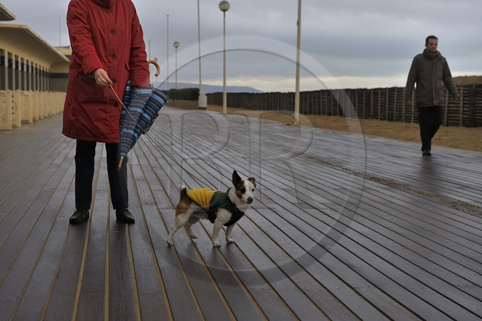 France, Calvados (14), Pays d'Auge, Deauville, les célèbres Planches sur la plage
