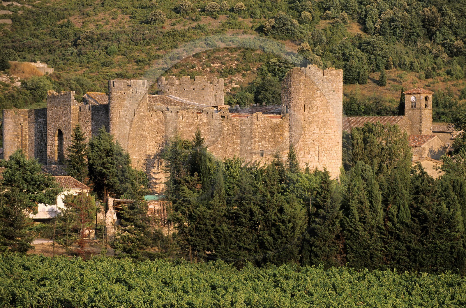 France, Aude (11), château cathare du village de Villerouge-Termenès au cúur des Corbières