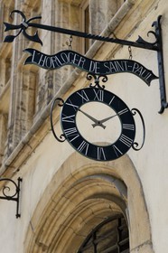 France, Rhone, Lyon, historical site listed as World Heritage by UNESCO, St. Paul neighborhood in the Vieux Lyon (Old Town), clockmaker in the rue Juiverie street