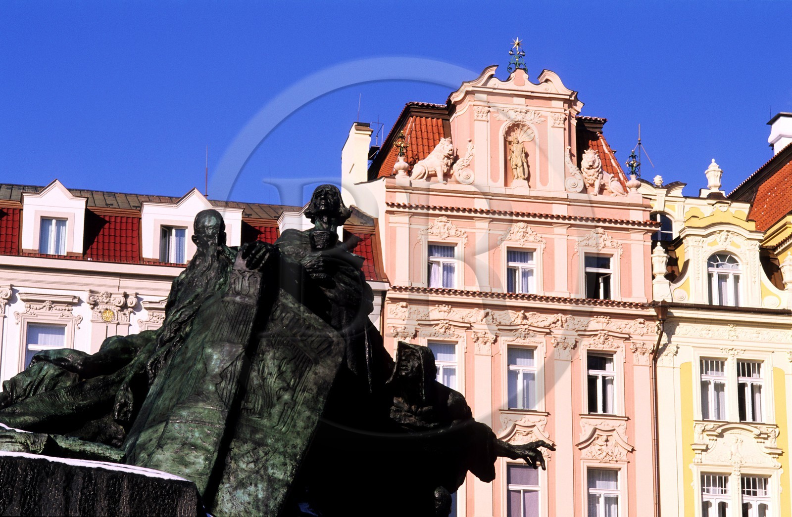 République Tchèque, Prague, la place de la vieille ville, le monument à Jan Hus