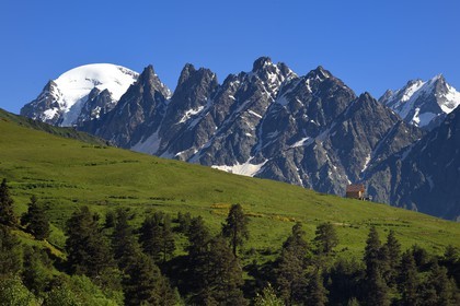 Georgia, Upper Svaneti (Zemo Svaneti), Mestia, on the foothills of Mount Ushba