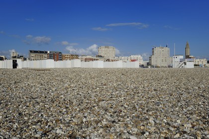 France, Seine Maritime, Le Havre, Downtown rebuilt by Auguste Perret listed as World Heritage by UNESCO, the large pebble beach