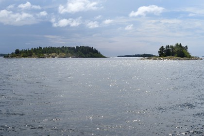 Suède, Comté de Vasterbotten, région d'Umea, Iles de Norrbyskär qui fut une des plus grandes scieries d'Europe au début du XXème siècle