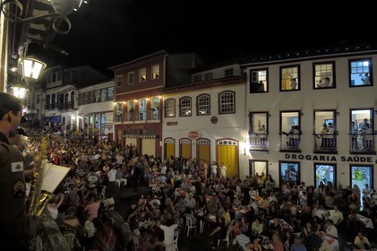 Brazil, Minas Gerais state, Diamantina, historical center listed as World Heritage by UNESCO, two town orchestras play at windows overlooking the square twice a month (Gold Route, Estrada Real)