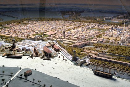 France, Charente-Maritime (17), Rochefort, Musée Hèbre, plan relief réalisé en 1835 par Pierre-Marie Touboulic qui présente la ville à l’échelle 1 500ème