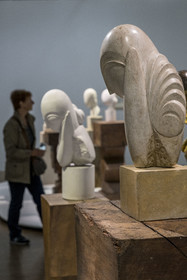 France, Paris, Les Halles district, the Pompidou Center also called Beaubourg, National Museum of Modern Art (MNAM), Brancusi retrospective exhibition, Miss Pogany II, 1920, patinated plaster