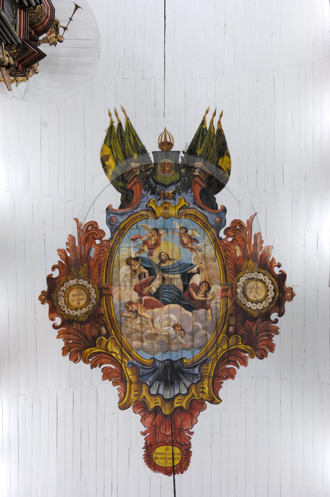 Brésil, état du Minas Gerais, Mariana, catedral de Nossa Senhora da Assunçao, cathedrale Notre-Dame de l' Assomption, plafond peint (Route de l' or, Estrada Real)