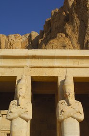 Egypt, Upper Egypt, Nile Valley, surroundings of Luxor, West bank, Thebes Necropolis listed as World Heritage by UNESCO, Temple of Hatchepsut, Deir el Bahari, osirian pillars