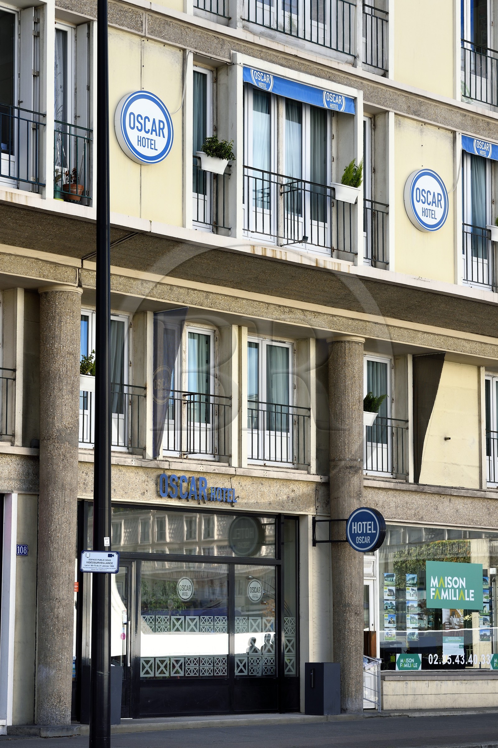 France, Seine-Maritime (76), Le Havre, Centre-ville reconstruit du Havre par Auguste Perret classé Patrimoine Mondial de l'UNESCO, l'Hotel Oscar