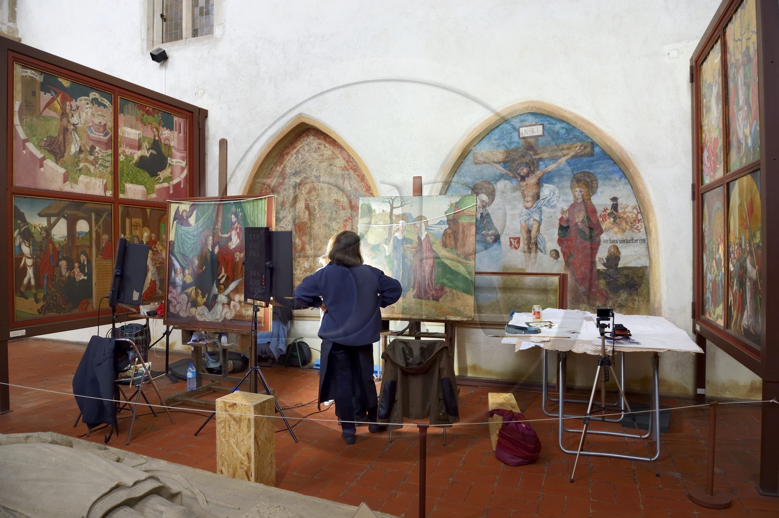 France, Haut Rhin, Colmar, Unterlinden Museum, restoration of Altarpiece of the Dominicans of Martin Schongauer