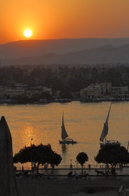 Egypte, Haute Egypte, vallée du Nil, Louxor, felouques sur le Nil