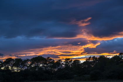 France, Gard, Bagard, sunset with clouds