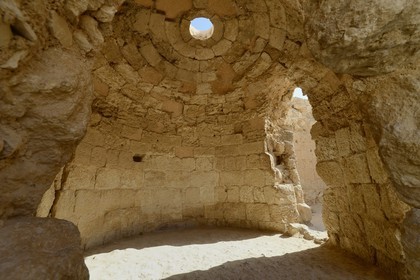 Israel, West Bank, Herodium or Herodion is a volcano-like hill with a truncated cone with a a fortress and palace build by Herod the Great (Herodion National Park), the former bathhouse