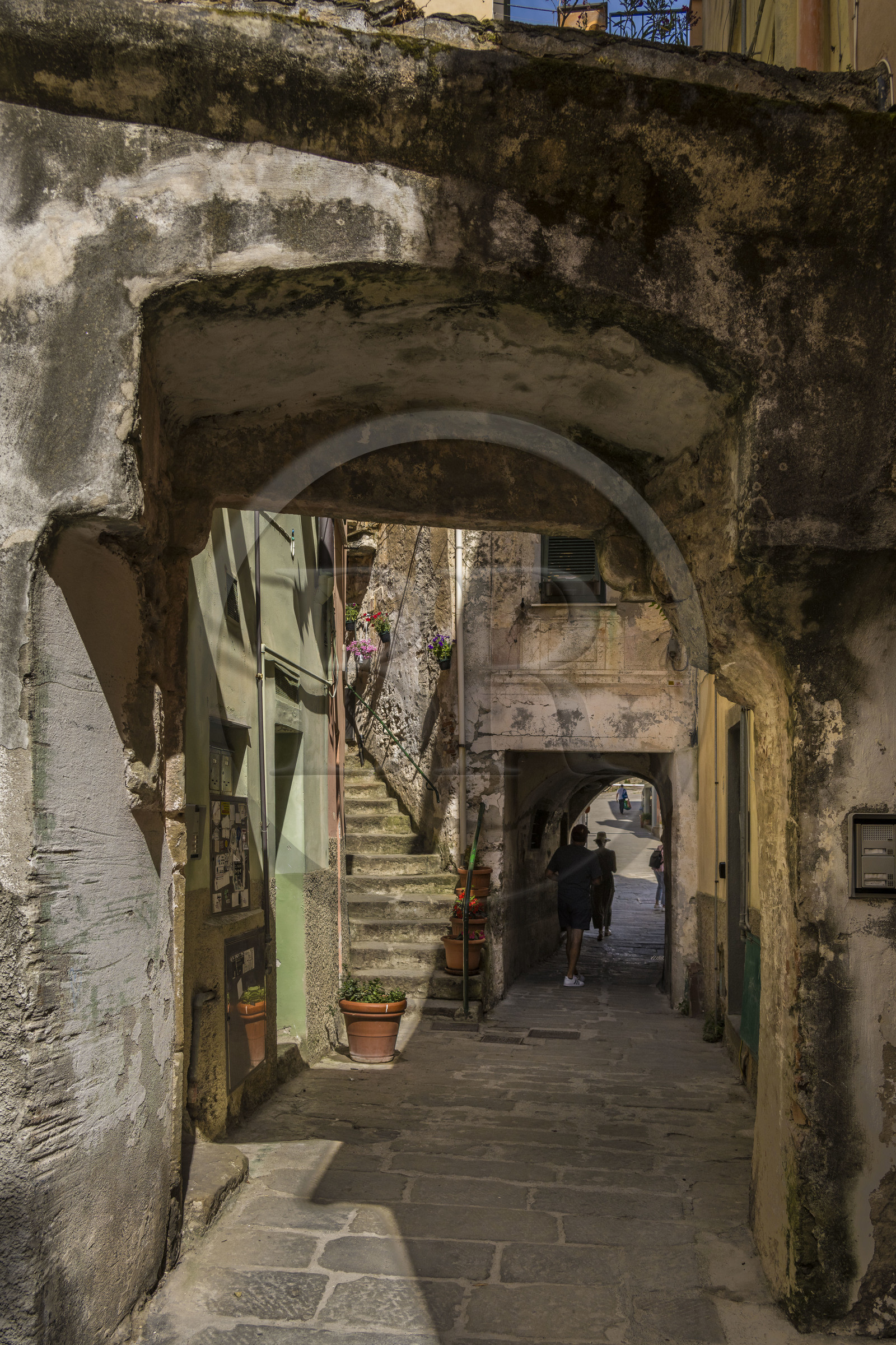 Italie, Ligurie, Cinque Terre, parc national des Cinque Terre classé Patrimoine Mondial de l'UNESCO, village de Riomaggiore, une des multiples ruelles