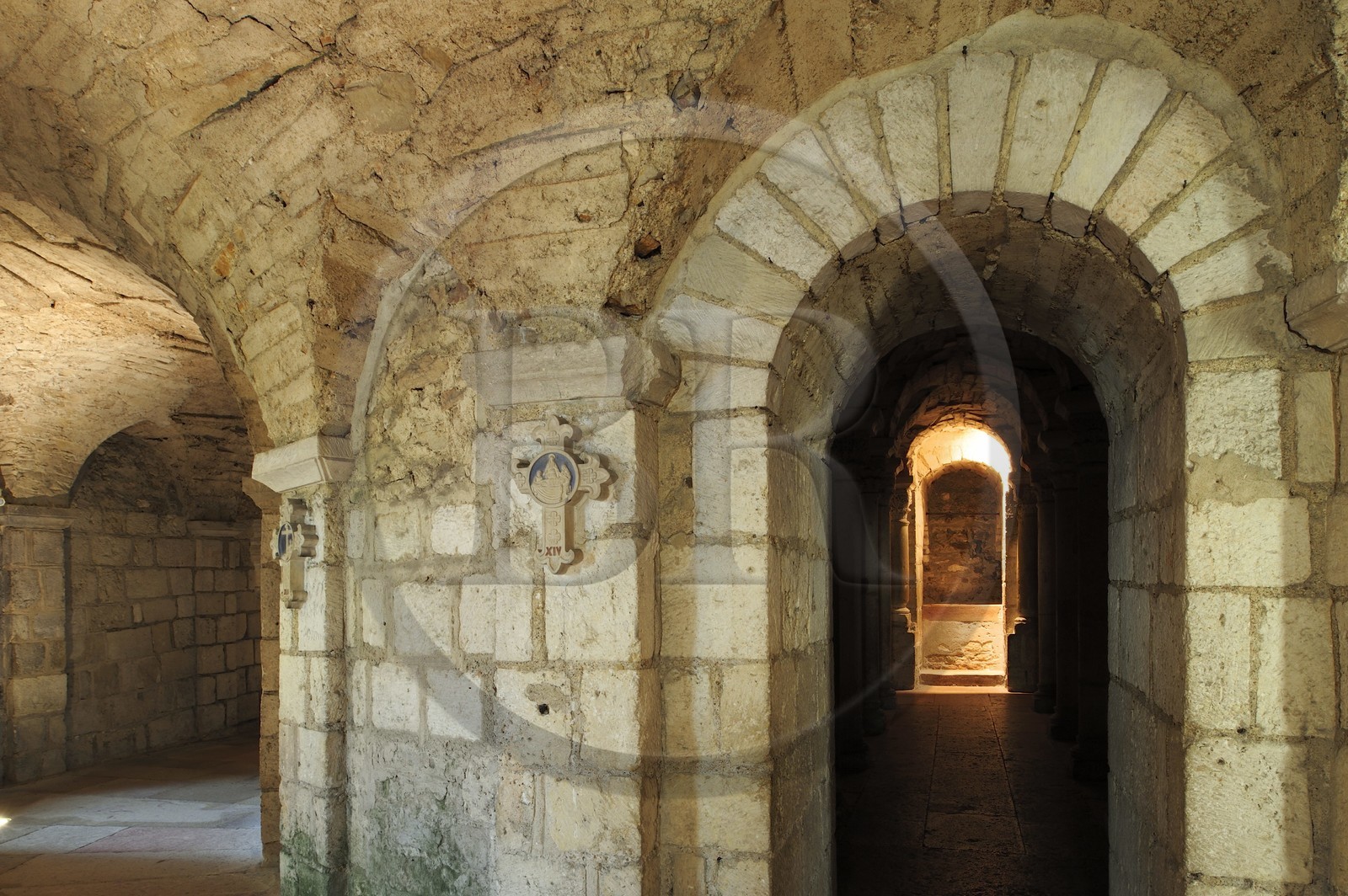 France, Saône et Loire (71), abbaye de Tournus, l'église Saint-Philibert, la crypte