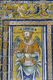 Espagne, Andalousie, Séville, Alcazar de Séville (Reales Alcazares de Sevilla), classé Patrimoine Mondial de l'UNESCO, Palacio Gotico, sala de las Bovedas, azulejos