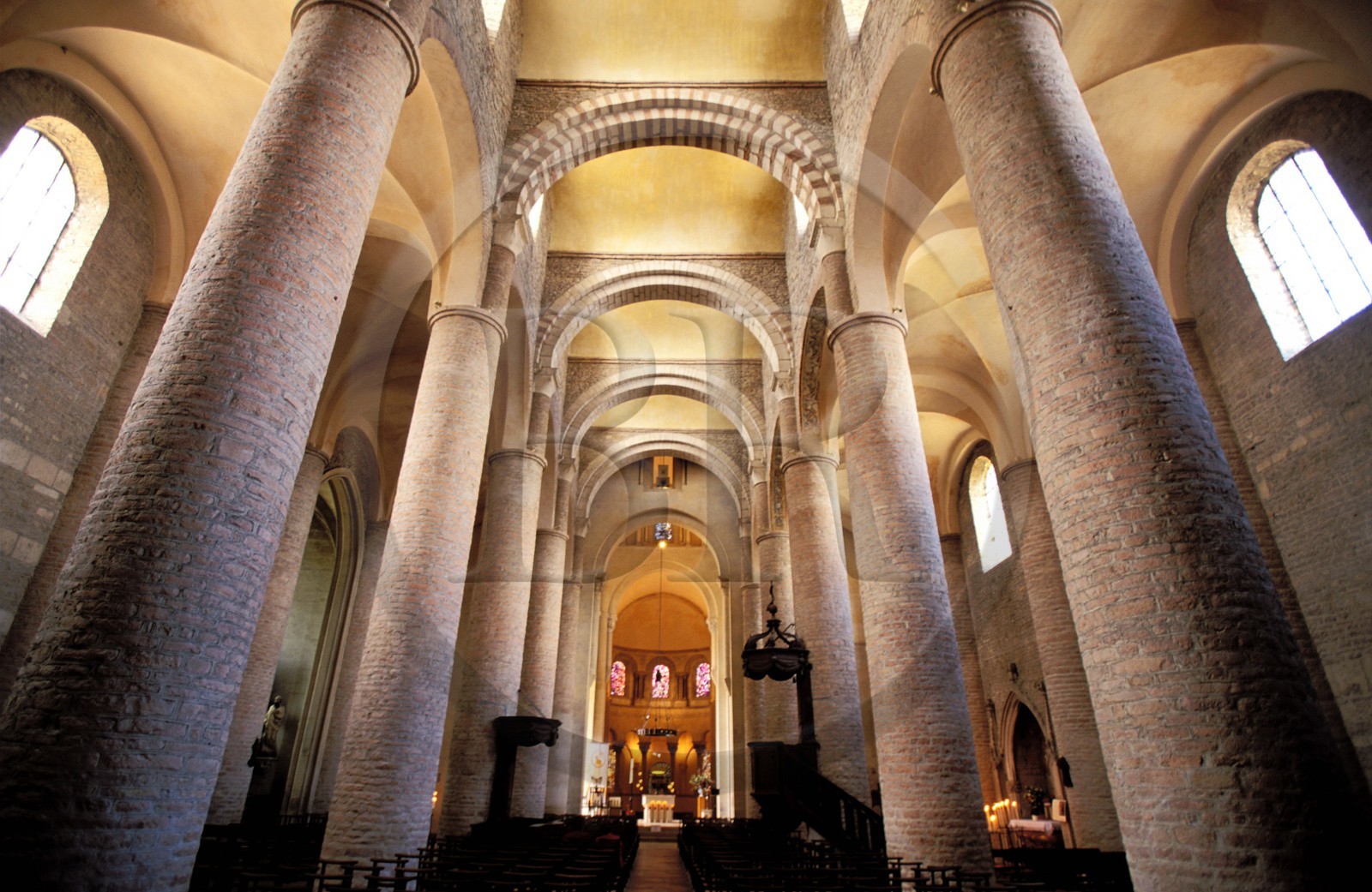 France, Saone et Loire, Tournus abbey, two towers of the ancient precinct of Saint Philibert church