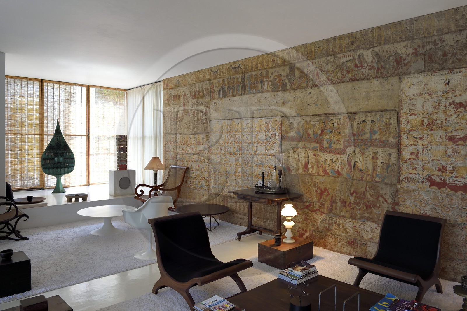 Sri Lanka, province de l'ouest, district de Colombo, Colombo, Lunuganga Estate, maison de l'architecte Geoffrey Bawa, le salon