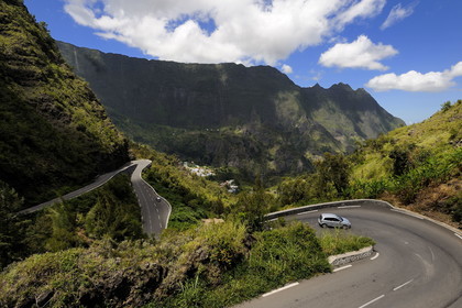 .France, Reunion island (French overseas department), access road to the cirque de Cilaos, listed as World Heritage by UNESCO.