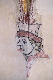 France, Cantal, step on the Way of St. James to Santiago de Compostela by Via Arverna, Virargues, Saint-Jean-Baptiste church, 16th century fresco