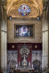 Espagne, Andalousie, Séville, la cathédrale, classé Patrimoine Mondial de l'UNESCO, l'Altar de Plata de Juan Laureano de Pina et Don Manuel Guerrero
