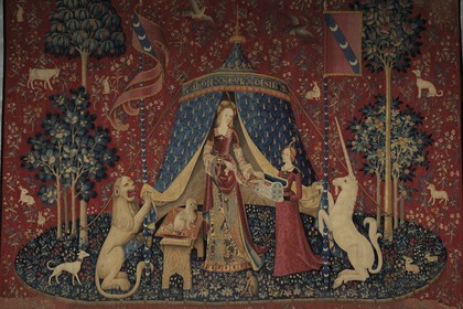 France, Paris (75), musée du Moyen-Age, ancien hôtel de Cluny, La Dame à la licorne est une série de six tapisseries datant de la fin du 15ème siècle