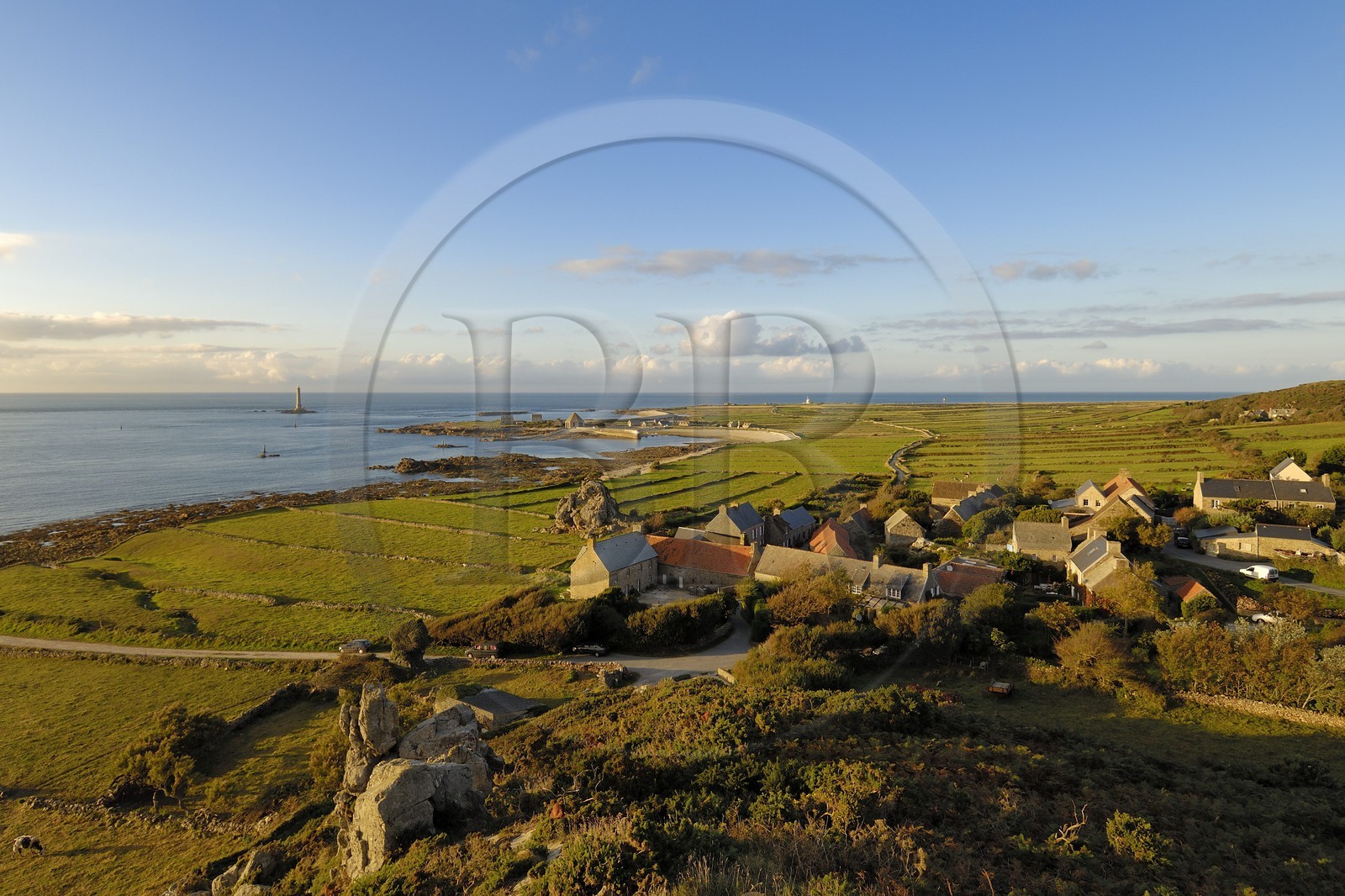 France, Manche, Cotentin, Cap de la Hague, small port of Goury, the lighthouse and the hamlet of la Roche