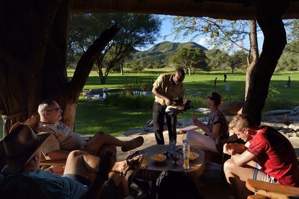 Namibia, Khomas region, north of Windhoek, Okapuka Ranch, the lodge restaurant