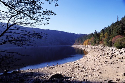 France, Haut-Rhin (68), le lac blanc, massif des Vosges vers le col du Bonhomme