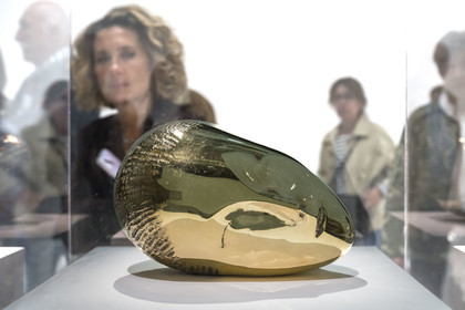France, Paris, Les Halles district, the Pompidou Center also called Beaubourg, National Museum of Modern Art (MNAM), Brancusi retrospective exhibition, The Sleeping Muse, 1910, polished bronze
