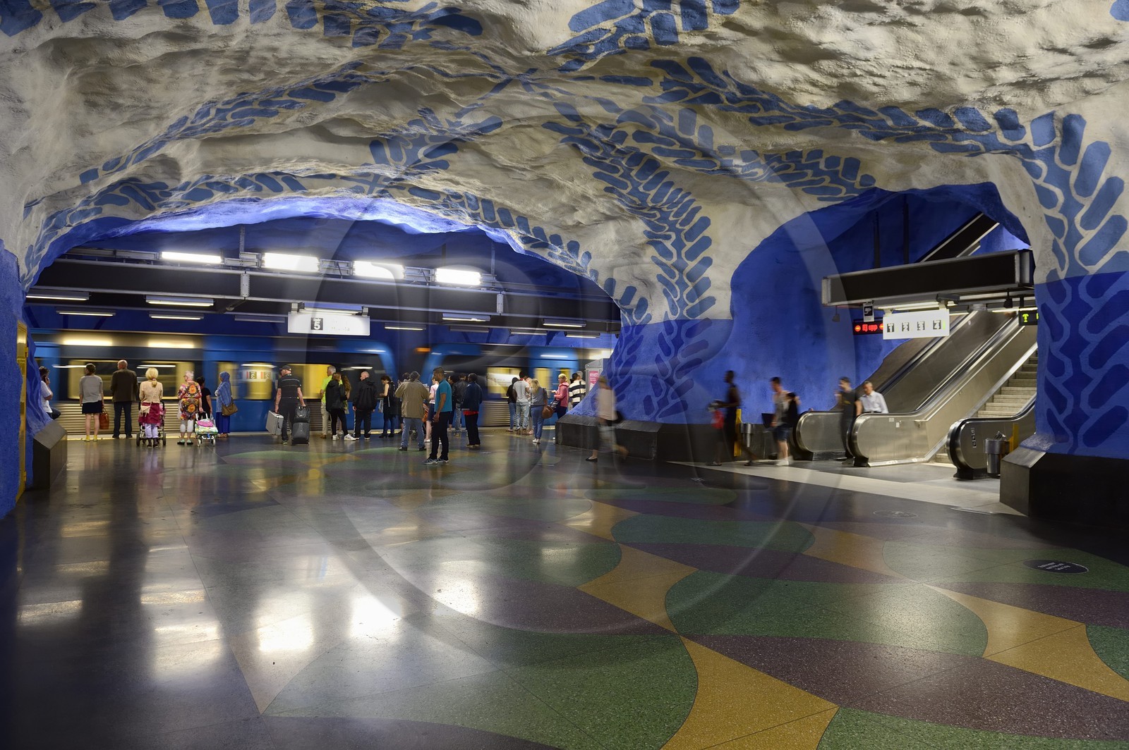Suède, Stockholm, station de métro (Stockholms tunnelbana), de nombreuses stations exposent des œuvres d'art, station de métro T Central