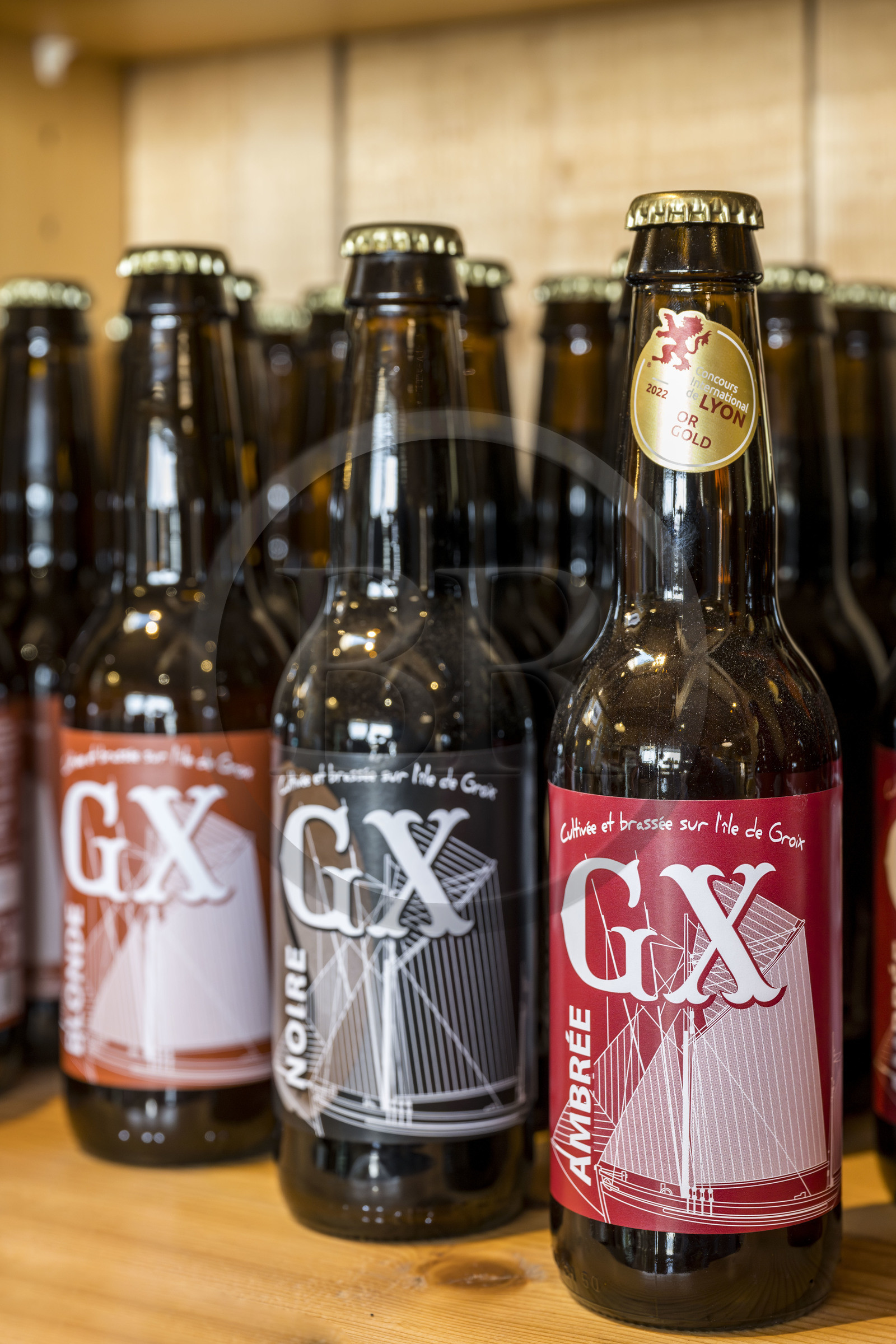 France, Morbihan (56), Ile de Groix, boutique Groix Et Nature, conserverie et vente de produits de l'Ile, bière artisanale GX