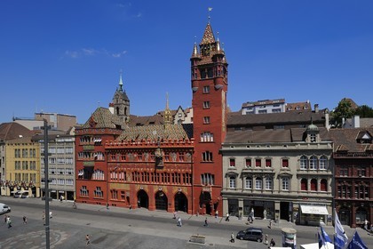 Suisse, Bâle, Marktplatz et l'Hôtel de Ville