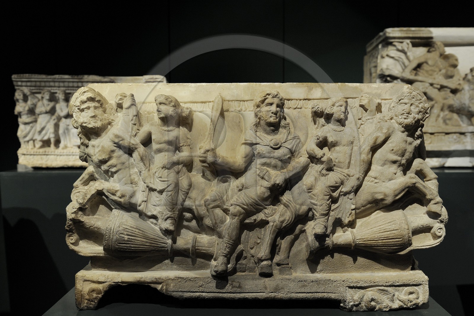 Italie, Toscane, Val di Cecina, Volterra, Museo Etrusco Guarnacci (Musée Etrusque Guarnacci), urne cinéraire en albatre