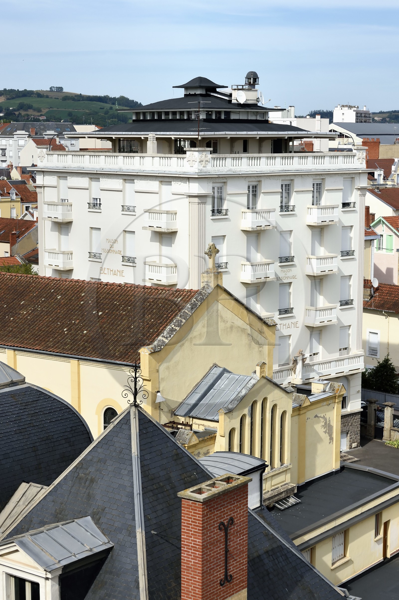 France, Allier (03), Vichy, la Maison du Missionnaire coiffée d’un toit-terrasse en forme de pagode destinée aux missionnaires français et étrangers