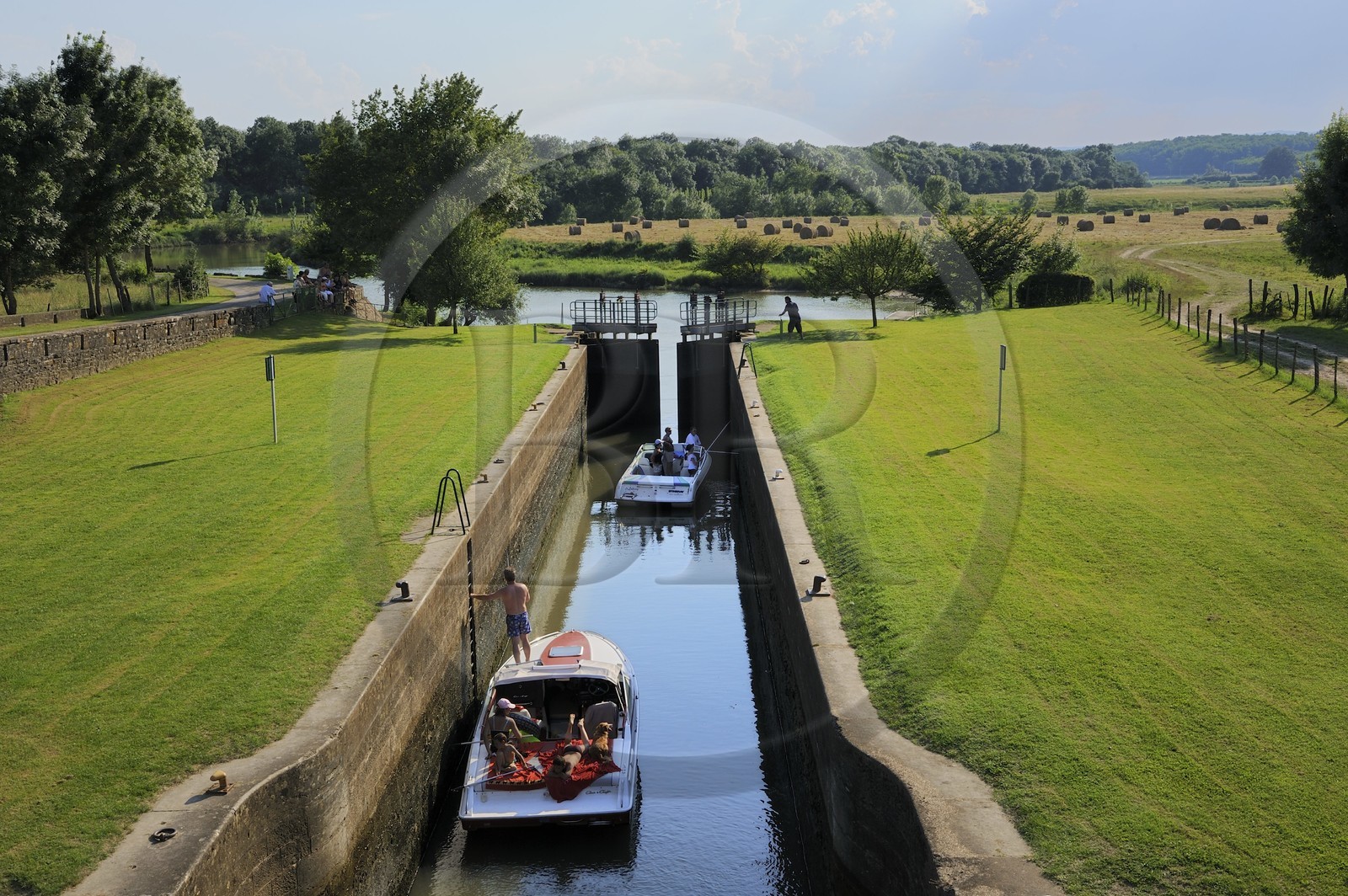 France, Saône et Loire (71), écluse de La Truchère sur la Seille