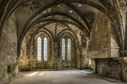 France, Côtes d'Armor (22), Paimpol, abbaye de Beauport du XIIIème siècle, la salle au Duc